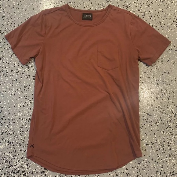 Cuts Clothing S/S Crew Neck Elongated Pocket T-shirt Rust/Burnt Orange. Large - Picture 3 of 3